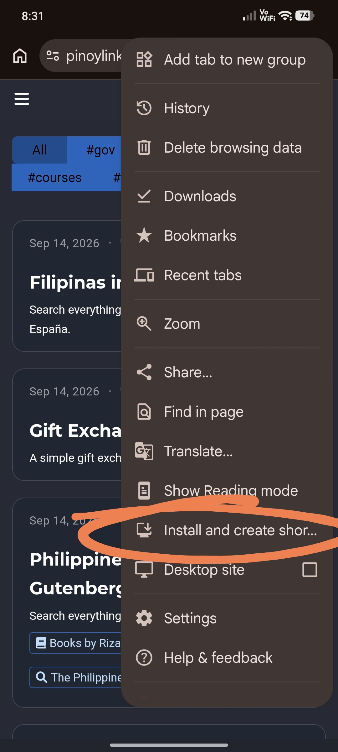 Install pinoy links in mobile