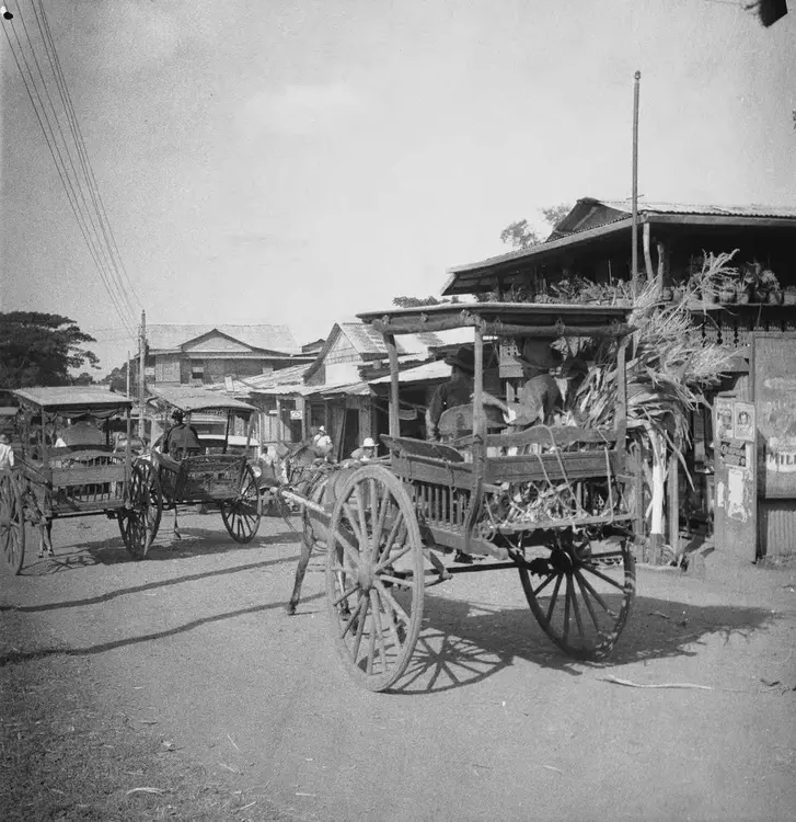 [1933] Soils Building; Tanauan Market; Mt. Macolot [Mount Macolod], Batangas. Caratelas at Tanauan. Eastman SS Panchromatic.