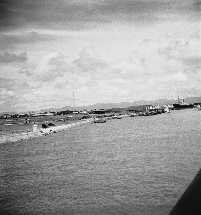 (Iloilo Harbor, 1933). August 23, 1933. Western Panay from S. S. Mayon. Harbor entrance, Iloilo. F.11 1/100 G.